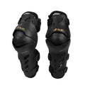 Pair of black knee guards with 'FXF' branding on a white background