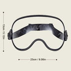 Product information graphic showing a pair of protective goggles with dimensions labeled as 13cm / 5.12in height and 23cm / 9.