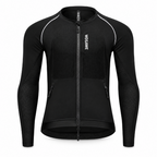 A black long-sleeve athletic zip-up jacket with white piping details and a vertical white 'WDSAME' logo on the left chest, displayed on a clean white background.