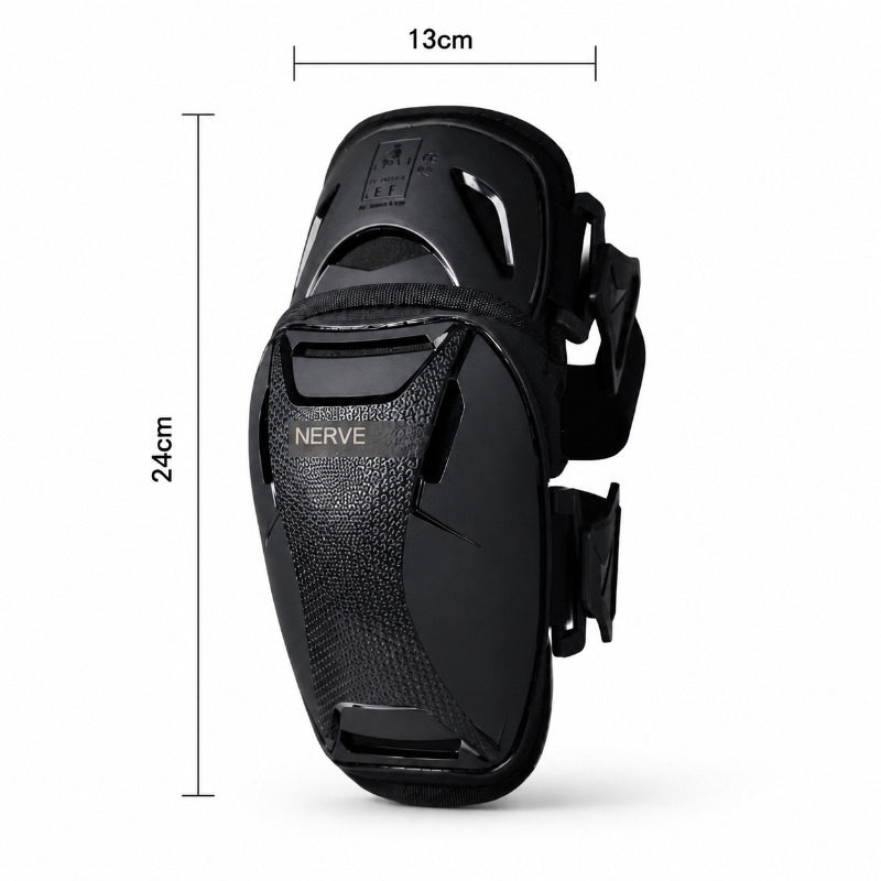 Black knee support brace with overlaid dimension lines showing 24cm height and 13cm width on a white background.