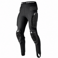 Black full-length protective riding pants with integrated knee and shin guards, shown on a white background.