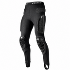 Black full-length protective riding pants with integrated knee and shin guards, shown on a white background.