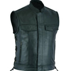 Black leather vest on a white background
