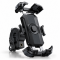 A black adjustable smartphone mount with a circular textured center and side clamps, shown on a clean white background.