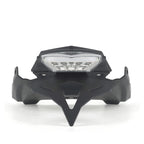 Black motorcycle front light assembly with a transparent LED lens, designed for BMW F900R 2020-UP, shown on a white background with text overlay.