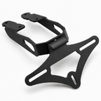 A black metal mounting bracket with a triangular plate and two angled support arms, shown on a clean white background.