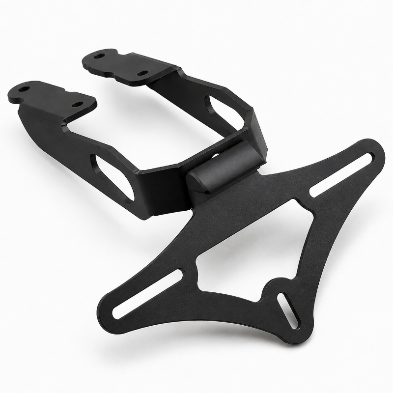 A black metal mounting bracket with a triangular plate and two angled support arms, shown on a clean white background.