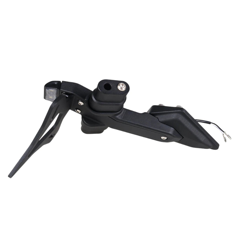 A black metal bicycle handlebar lever assembly with a front brake lever and a rear brake lever, shown on a plain white background.