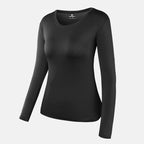 A black long-sleeve crewneck athletic top displayed on a headless mannequin torso against a light gray background, with the Herbiker brand name visible at the top left and on the inner neck label.
