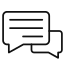 A minimalist black line icon depicting a speech bubble or chat message, shown on a plain white background.