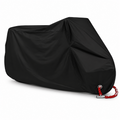 A black motorcycle cover with a red and silver drawstring cord, shown on a plain white background.