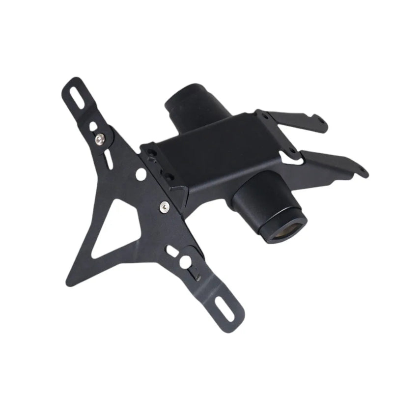 A black metal mounting bracket with two cylindrical components, shown on a plain white background.