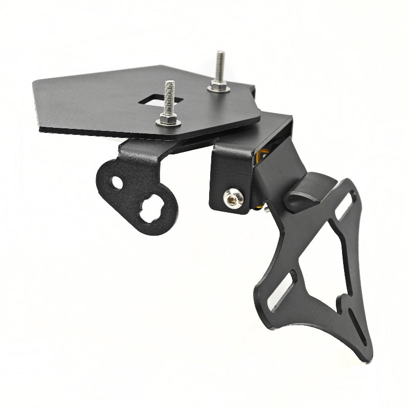 A black metal mounting bracket with silver screws, shown on a plain white background.